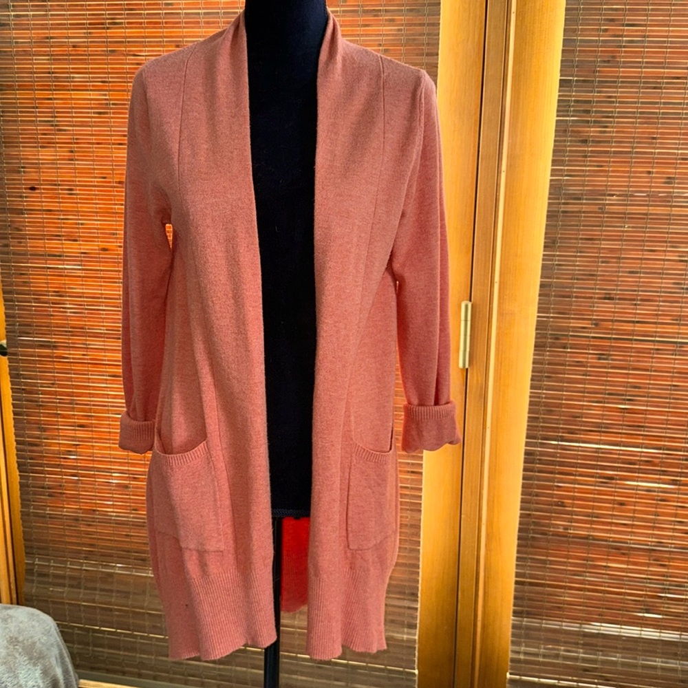 Dreamer- woman size m/l long cardigan, in a lovely peach color